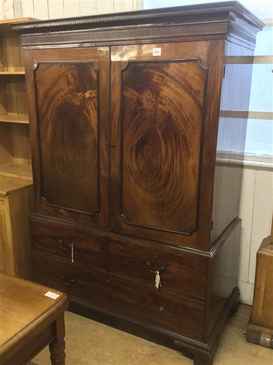 George III mahogany linen press (converted)(-)